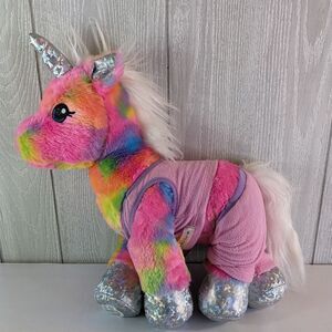 VTG Build A Bear Rainbow Unicorn In Pajamas Colorful EUC